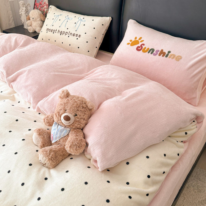 Soft Flannel Checkered Duvet Cover Set