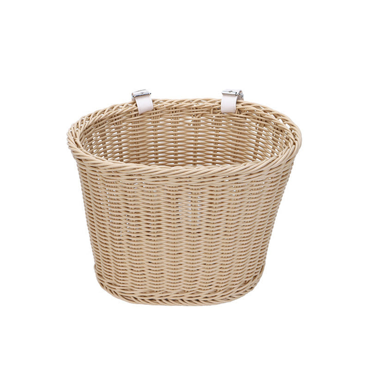 Woven Storage Basket with Leather Straps