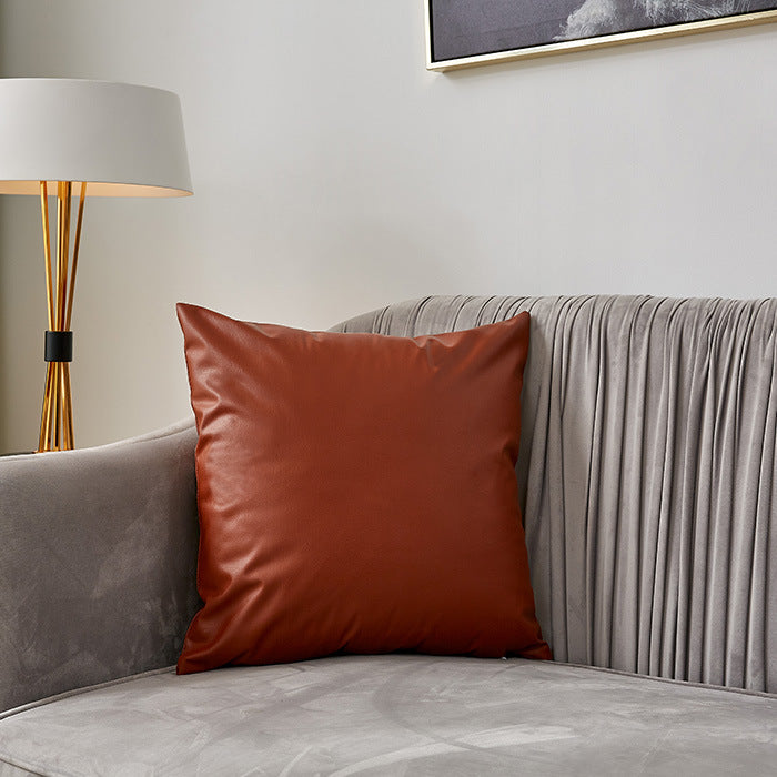 Square premium cushion cover made of vegan Nappa leather with soft-touch surface