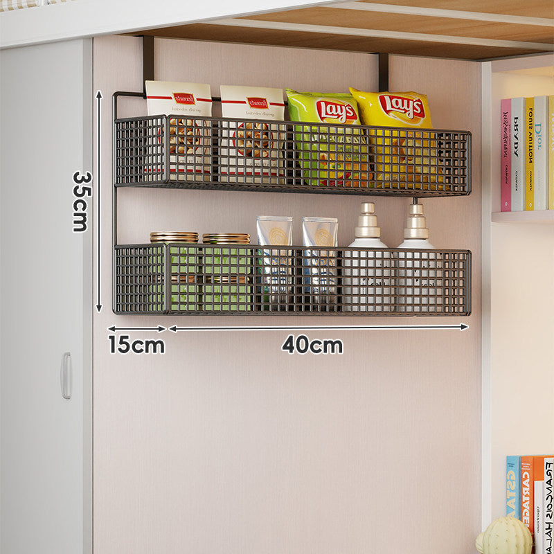 Wall-Mounted Grid Mesh Stacked Tiered Pantry and Bathroom Storage Baskets