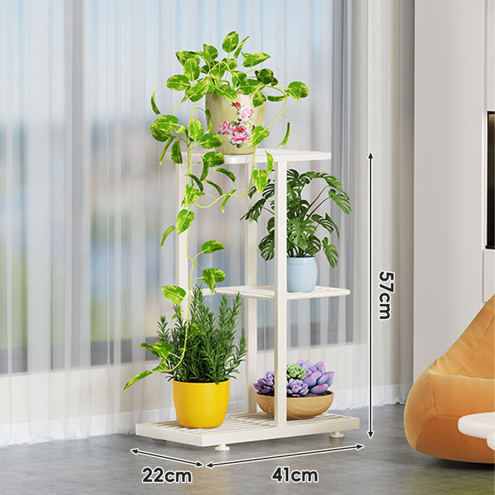 Indoor Multi-Tier Vertical Plant Stand with Slatted Base and Tiered Shelves