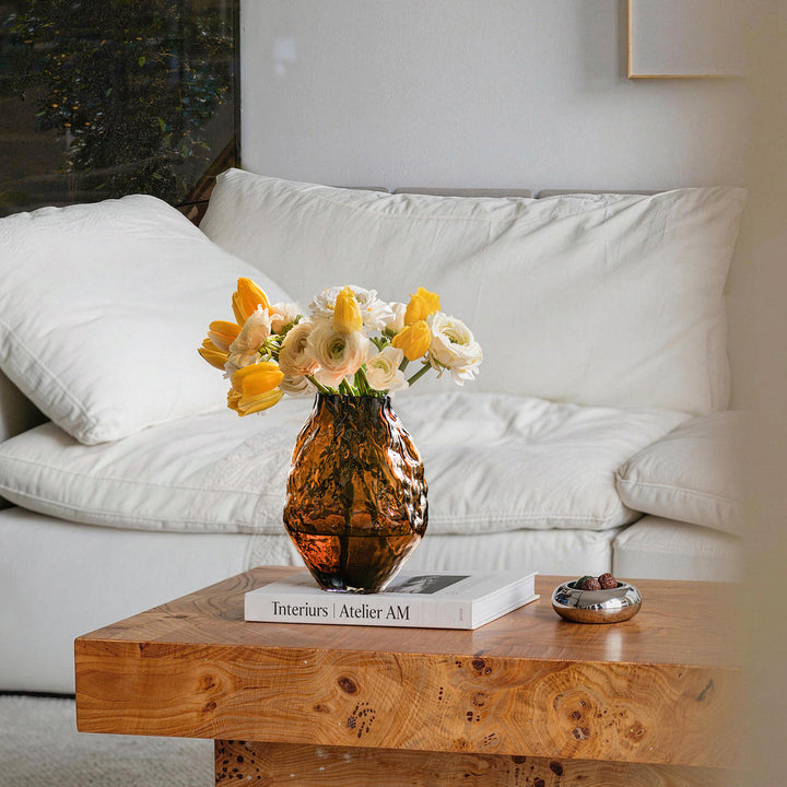 Hand-Blown Textured Organic Sculptural Glass Table Vase