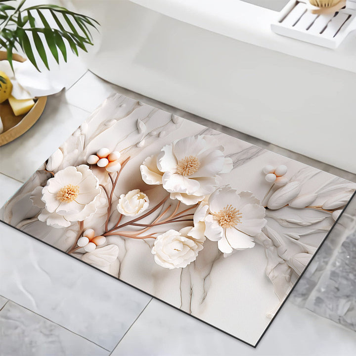 Textured Floral Design Bath Mat