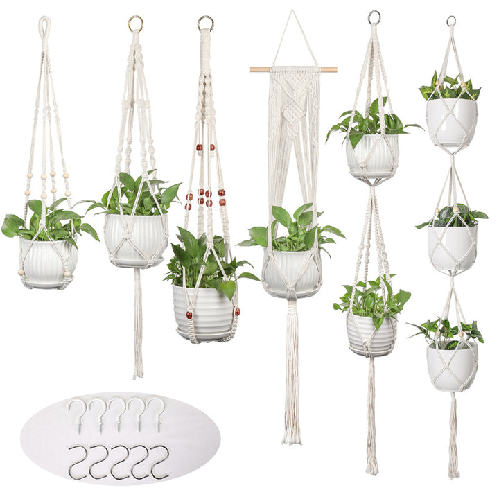 Plant-hanging macrame shelf