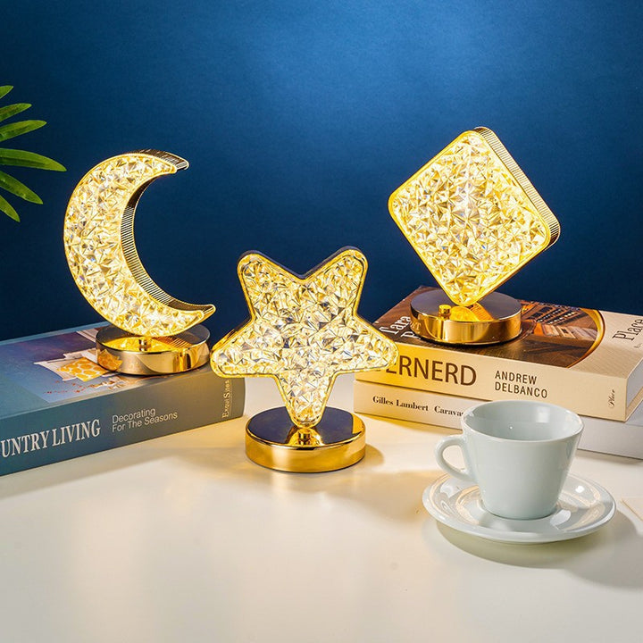 Decorative crystal-textured oval LED table lamp with dimmable touch base