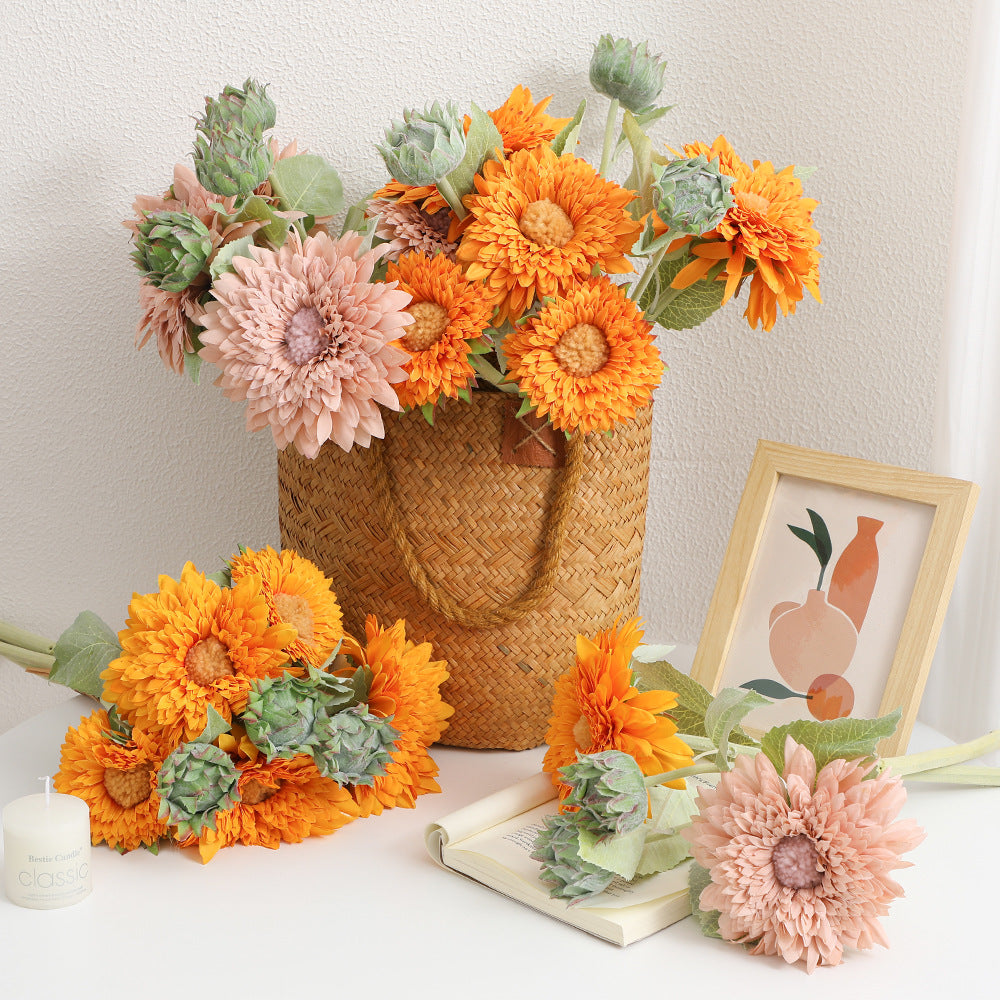Artificial bouquet with detail-loving flowers and leaves