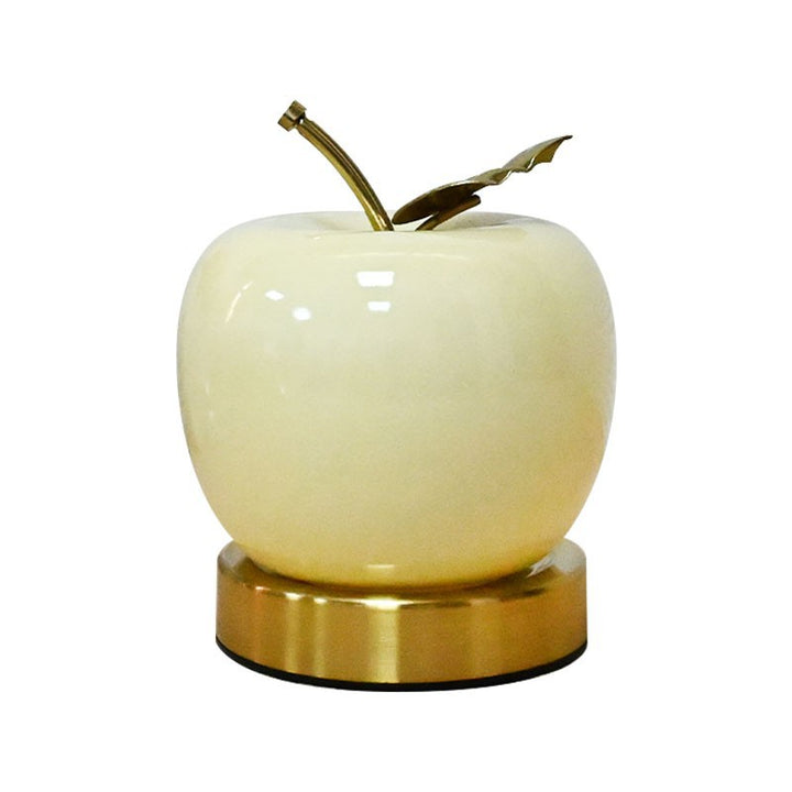 Ceramic Apple Table Lamp with Brass Rod and Metal Base