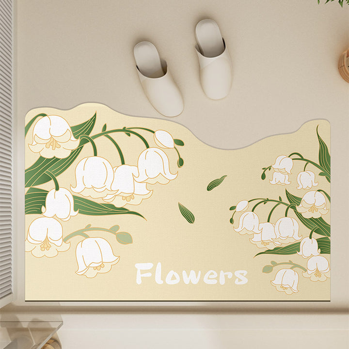Floral Pattern Bath Mat for Bathroom