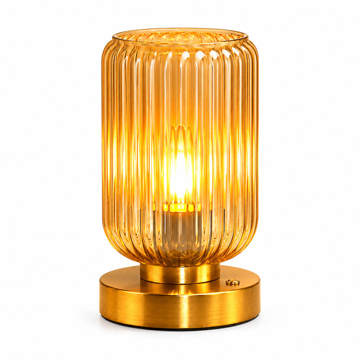 Vintage Glass Table Lamp with Gold Base