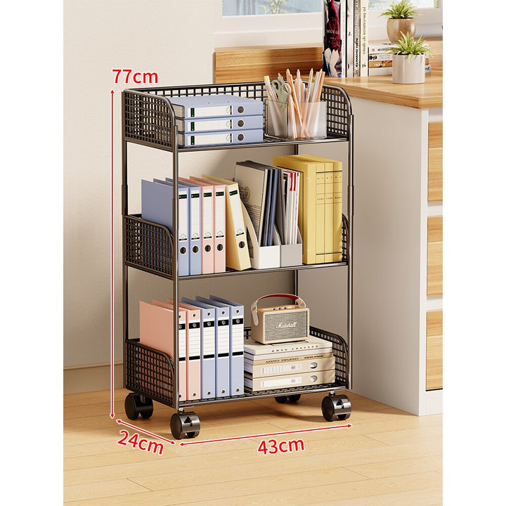 Three-Tier Rolling Mesh Storage Cart with Locking Casters