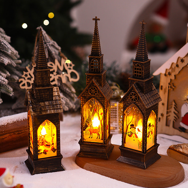 Nostalgic Christmas lantern with movable Santa motif