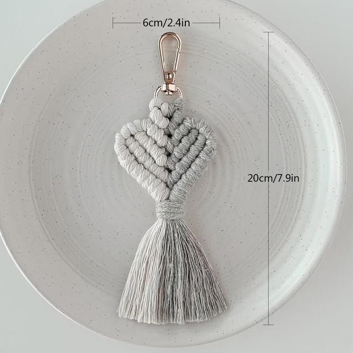 Macrame Heart Keychain Holder