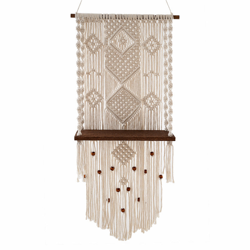 Macrame Wall Hanging with Decorative Shelf
