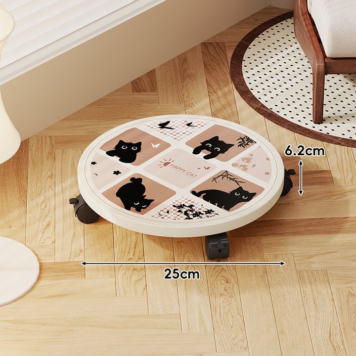 Round Decorative Rolling Plant Dolly with Locking Swivel Casters