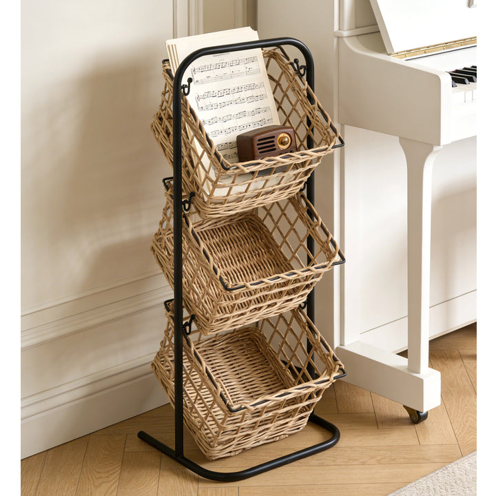 Wall system with three braided baskets