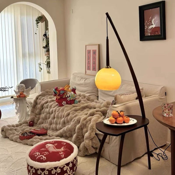 Modern floor lamp with integrated side table