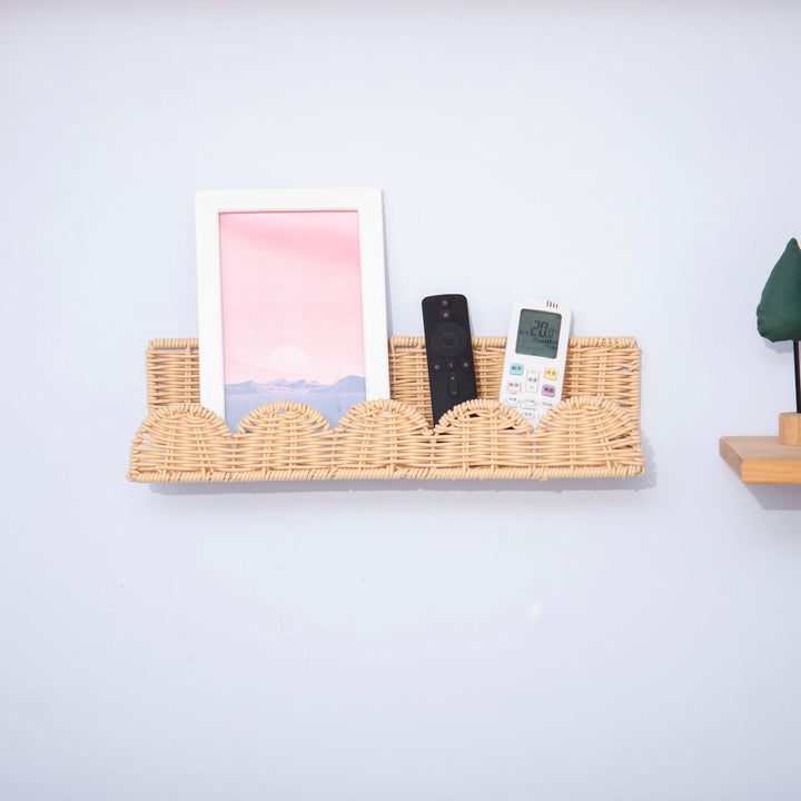 Handwoven wall basket with wave pattern