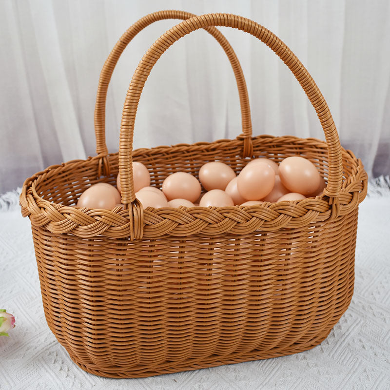 Handwoven Storage Basket with Braided Handles
