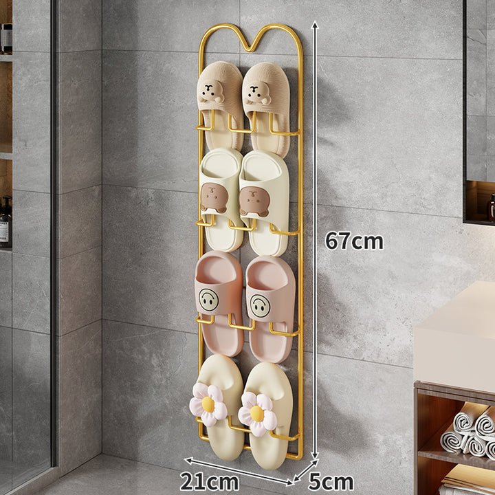 Wall-Mounted Vertical Shower Slipper Rack Single-Pair Organizer