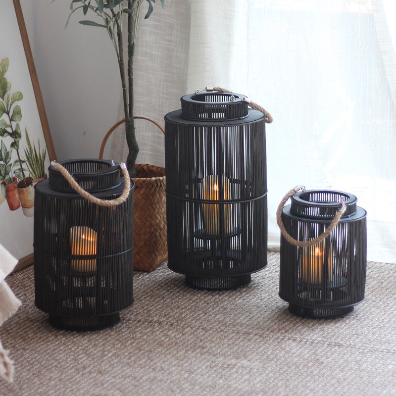 Decorative lantern made of woven material