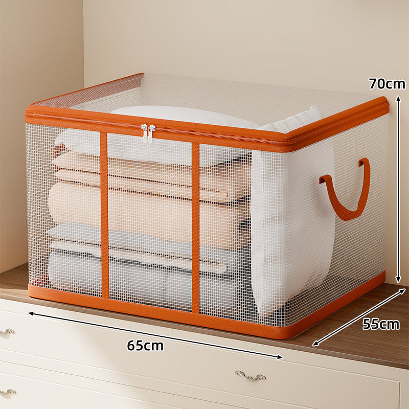 Breathable Mesh Zippered Foldable Storage Container with Reinforced Handles