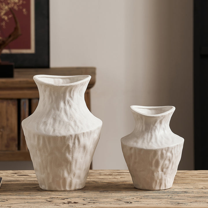 Curved ceramic vase