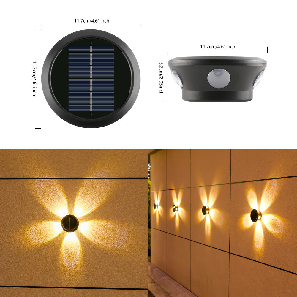 Outdoor Solar Wall Sconce Multi-Beam Decorative LED Accent Light