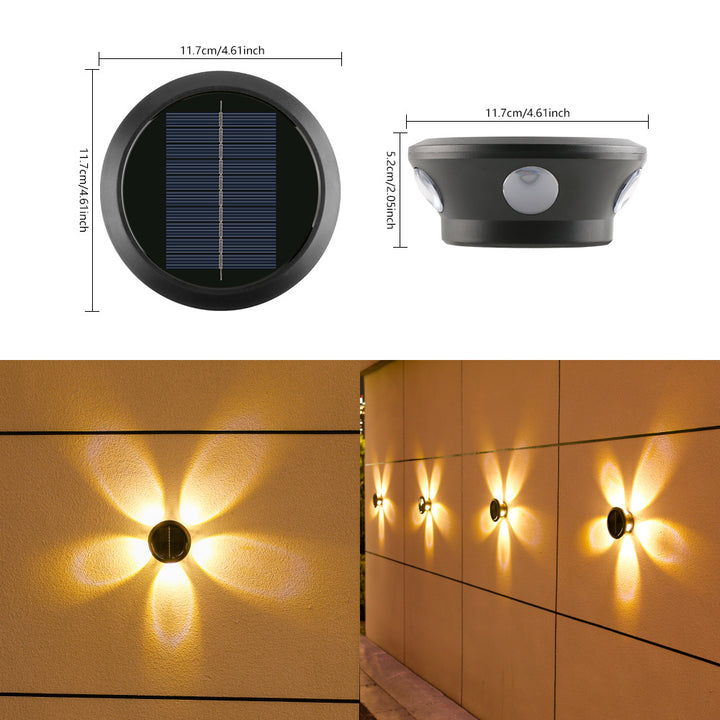 Outdoor Solar Wall Sconce Multi-Beam Decorative LED Accent Light