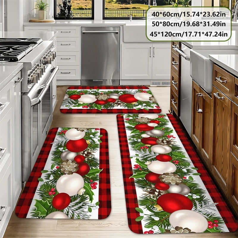 Festive Holiday-Themed Kitchen Mat Set