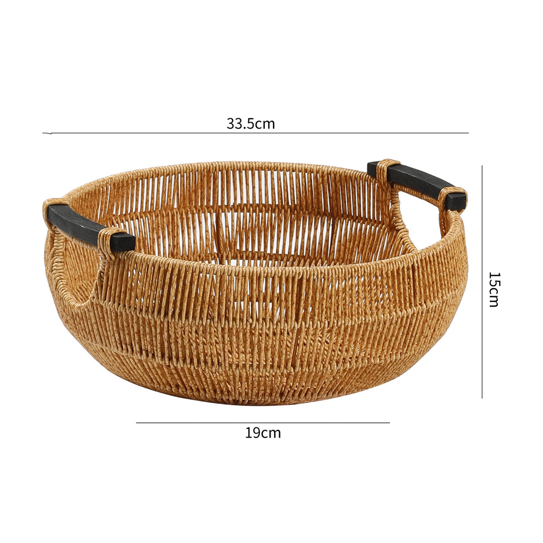 Handcrafted Braided Storage Basket With Wooden Handles