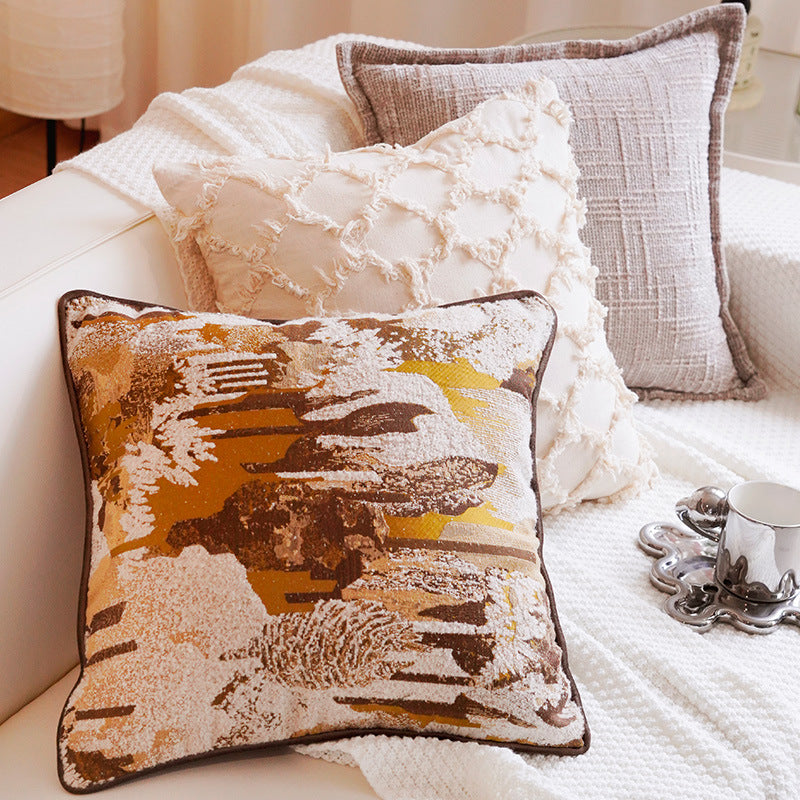 Decorative Textured Landscape Print Throw Pillow