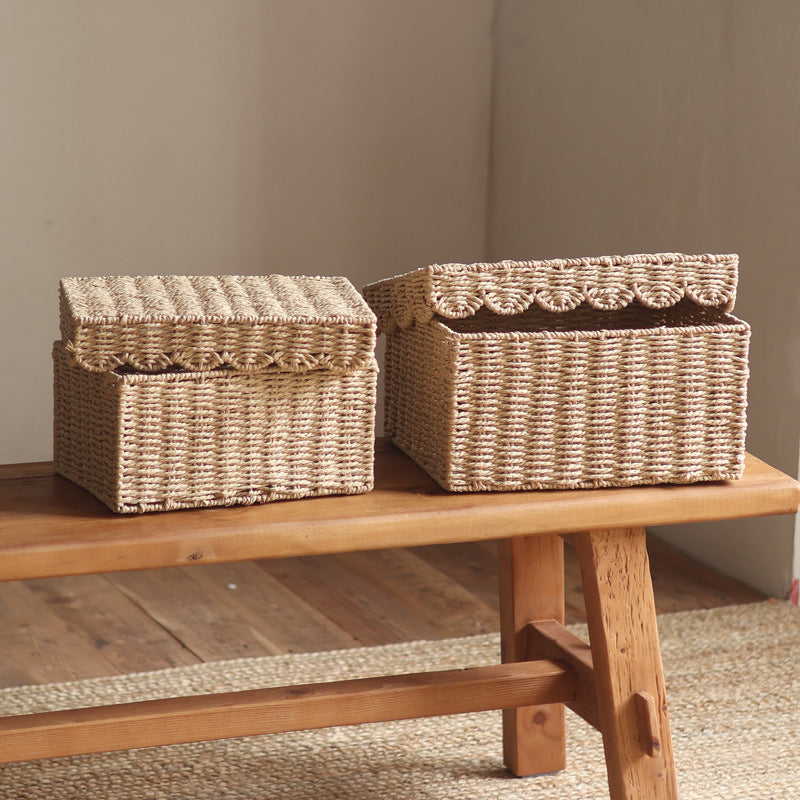 Handcrafted storage boxes made of natural material