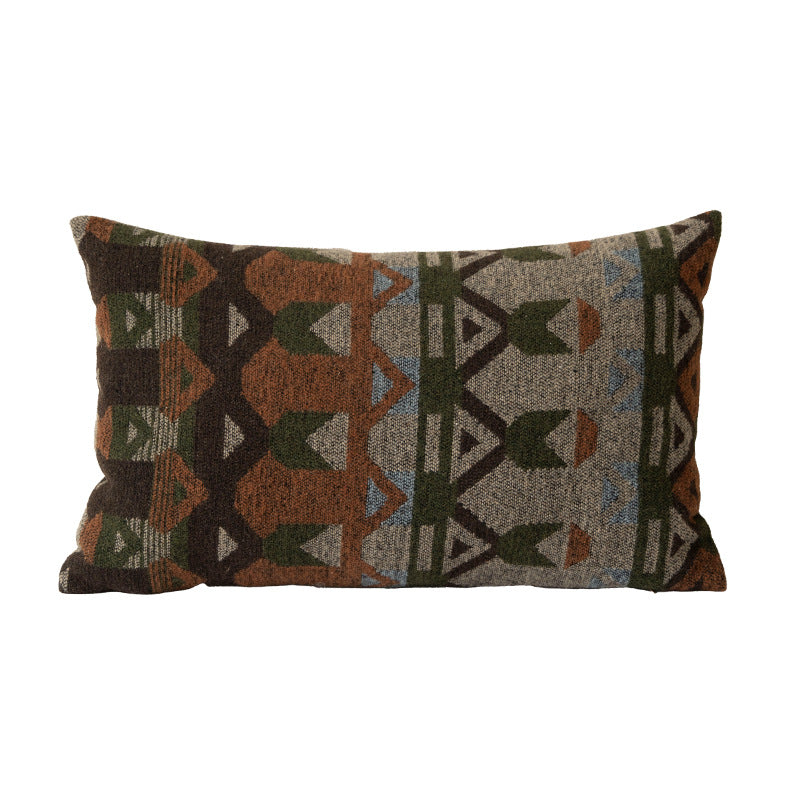 Woven decorative cushion cover in ethnic jacquard style with textured cotton blend