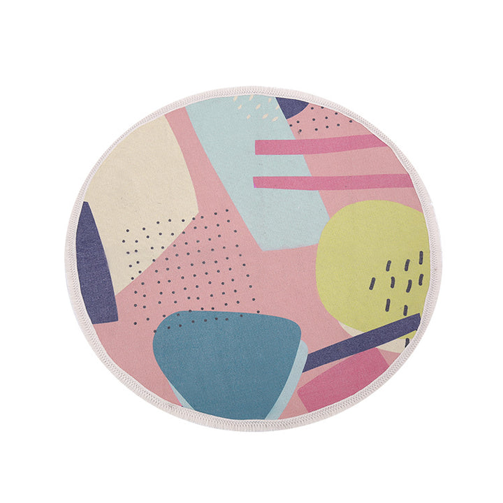 Round Decorative Living Room Carpet with Modern Geometric Pattern