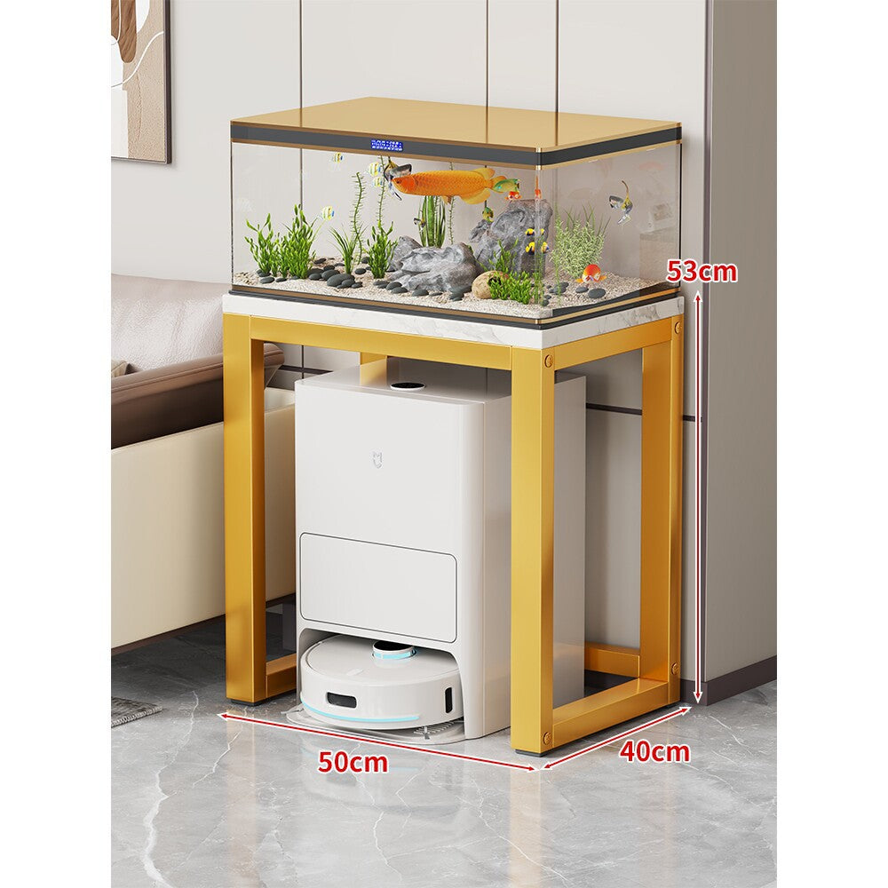 Modern Metal Frame Aquarium Console Table with Integrated LED Hood