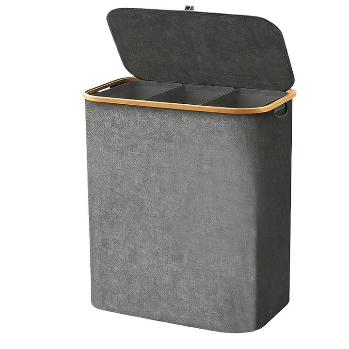 Laundry separation system with bamboo lid and multiple compartments