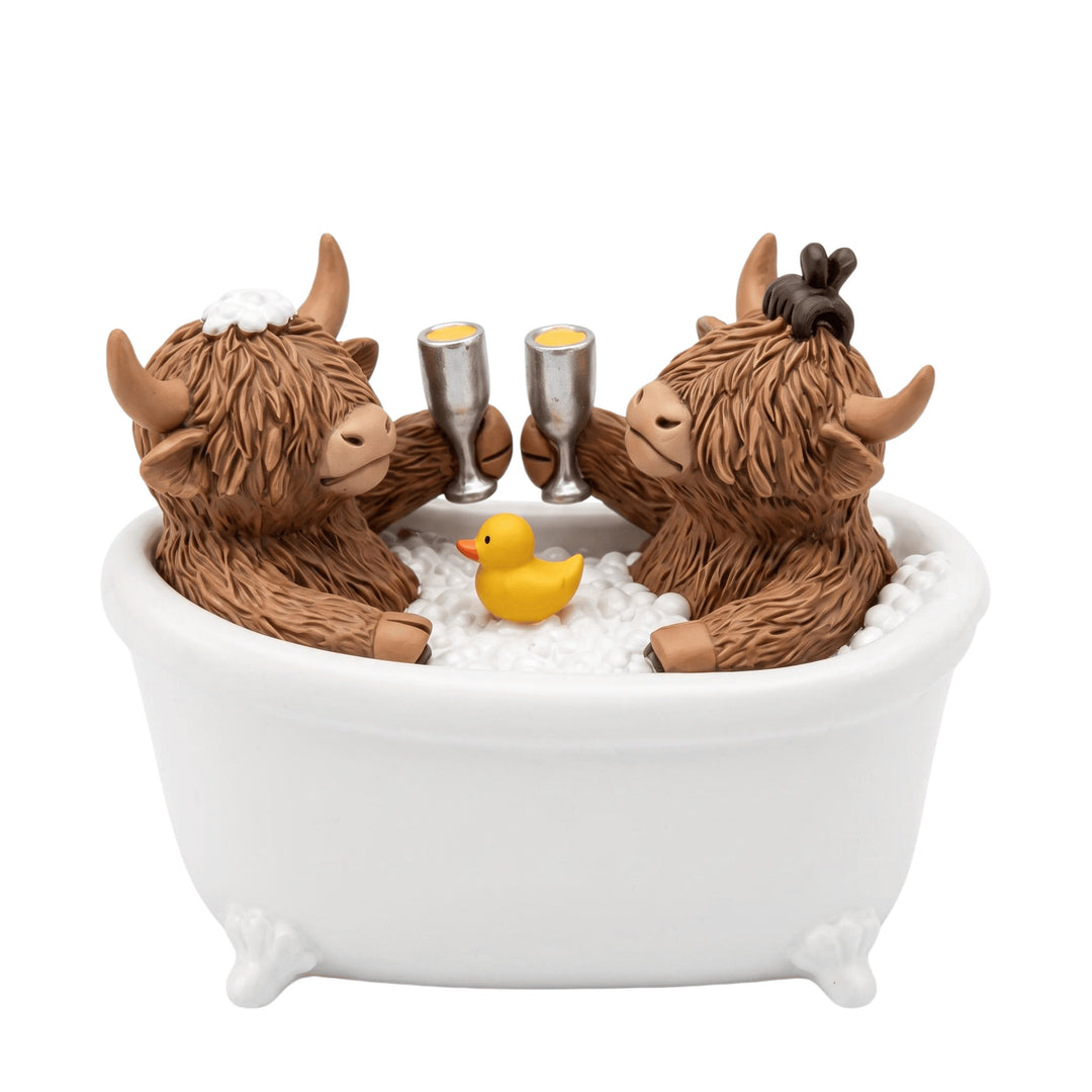 Decoration figure bathing highland cattle