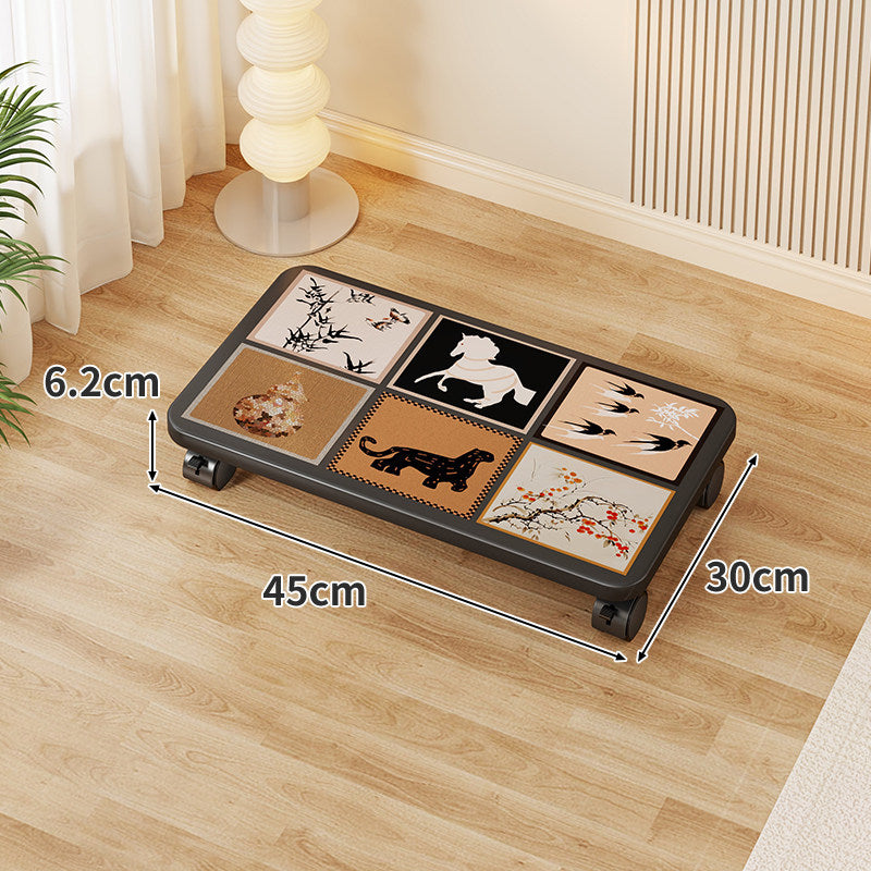 Low-Profile Under-Bed Rolling Storage Platform with Cartoon Top and Locking Casters