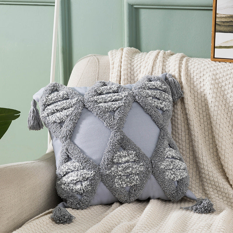 Textured Geometric Throw Pillow for Couch Decoration