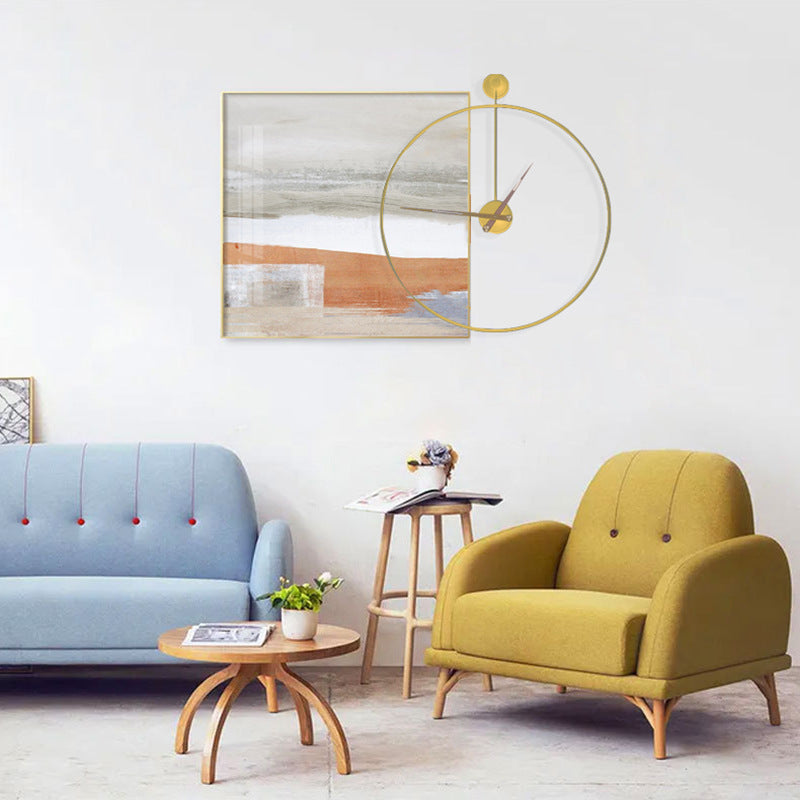 Artistic Wall Clock and Framed Abstract Artwork