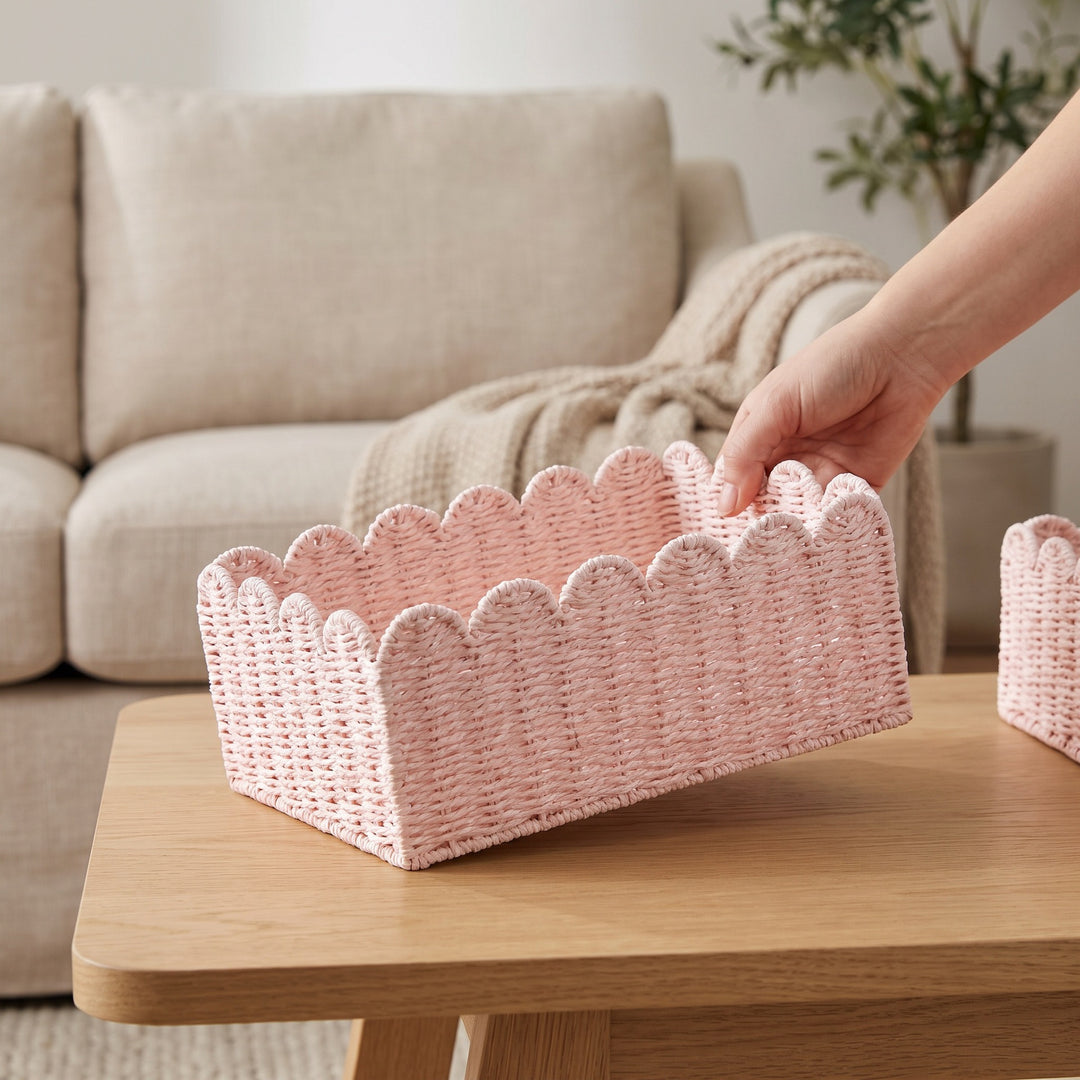 Modern storage basket with wavy edge