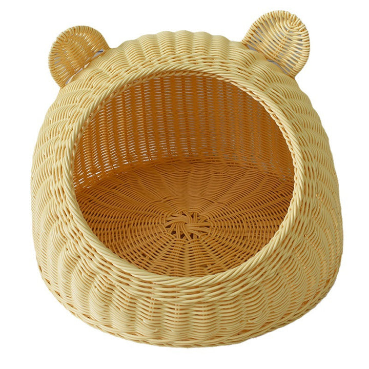 Playful Bear-Shaped Woven Pet Bed