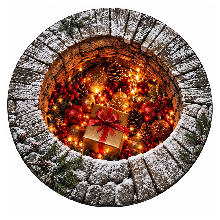 Festive Santa Claus Themed Round Mat for Home