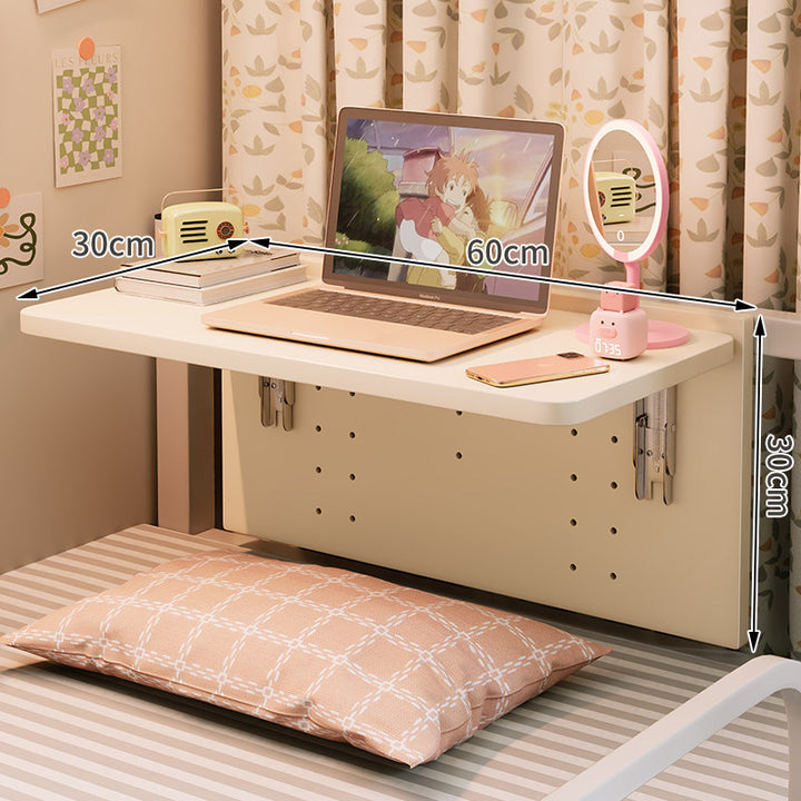 Fold-Down Wall-Mounted Bedside Laptop Shelf with Folding Support Brackets