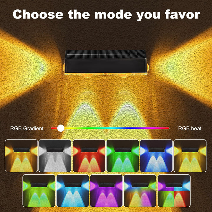 Decorative RGB Solar-Powered Double Beam Wall Lamp