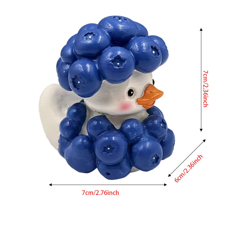 Funny rubber duck with berry pot cut