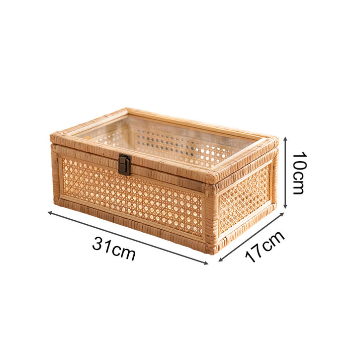 Practical storage box with glass surface