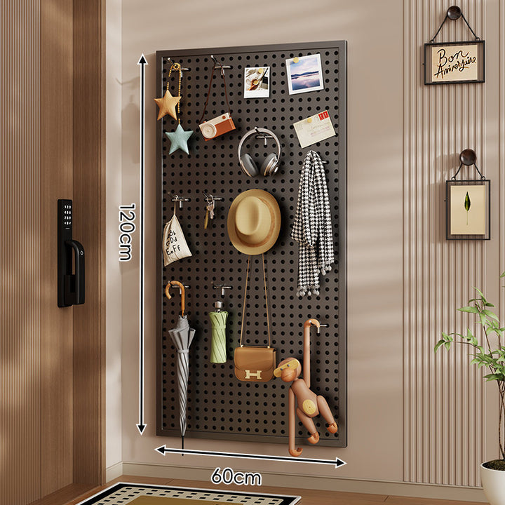 Wall-Mounted Perforated Pegboard Organizer Panel with Metal Frame