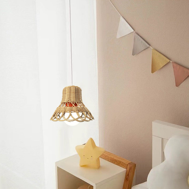Handmade hanging lamp made of natural material