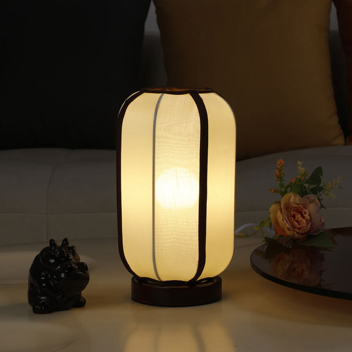 Linen Lantern Style Nightstand Lamp